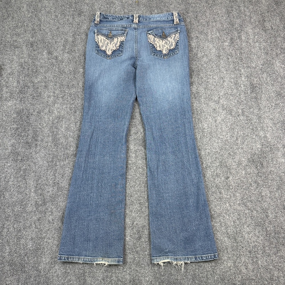 Vintage Faded Glory Jeans Women 30x30 Bootcut Low Rise Stretch Denim Lace Accent